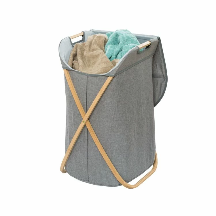 Wenko Panier à Linge En Bambou Bahari - 40 X H. 68 Cm - Gris 3 Wenko Panier à Linge En Bambou Bahari - 40 X H. 68 Cm - Gris – Image 3