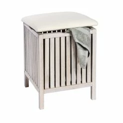 Wenko Tabouret Panier à Linge Norway - L. 39 X H. 52 Cm - Blanc