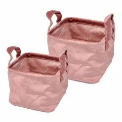 Paris Prix Lot De 2 Panières Carrées Velvet 20cm Rose