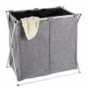 Wenko Panier à Linge 2 Compartiments Design Duo - L. 59 X H. 57 Cm - Gris Chiné