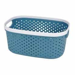 Paris Prix Panière à Linge Ajourée 8L Bleu Paon