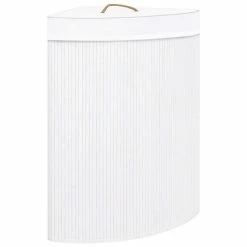 VIDAXL Panier A Linge D'angle Bambou Blanc 60 L