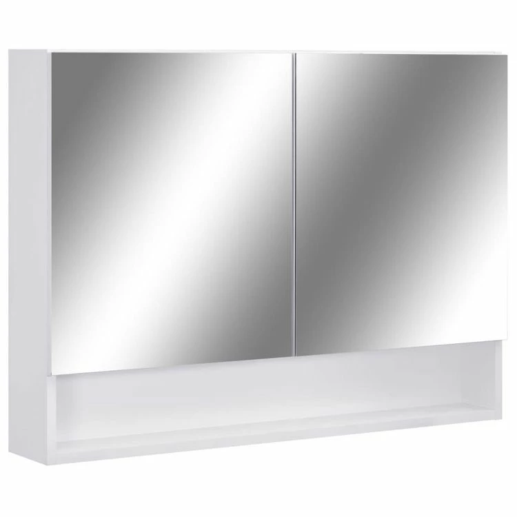 VIDAXL Armoire A Miroir De Salle De Bain LED Blanc 80x15x60 Cm MDF 2 VIDAXL Armoire A Miroir De Salle De Bain LED Blanc 80x15x60 Cm MDF – Image 2