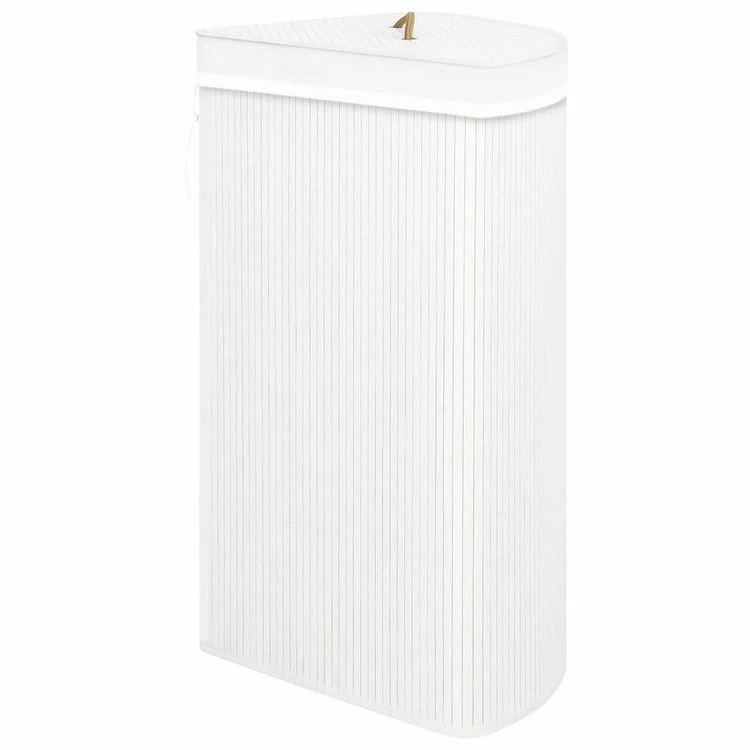 VIDAXL Panier A Linge D'angle Bambou Blanc 60 L 5 VIDAXL Panier A Linge D'angle Bambou Blanc 60 L – Image 5