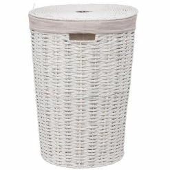 ATMOSPHERA Panier à Linge 40L Rond Costa Blanc