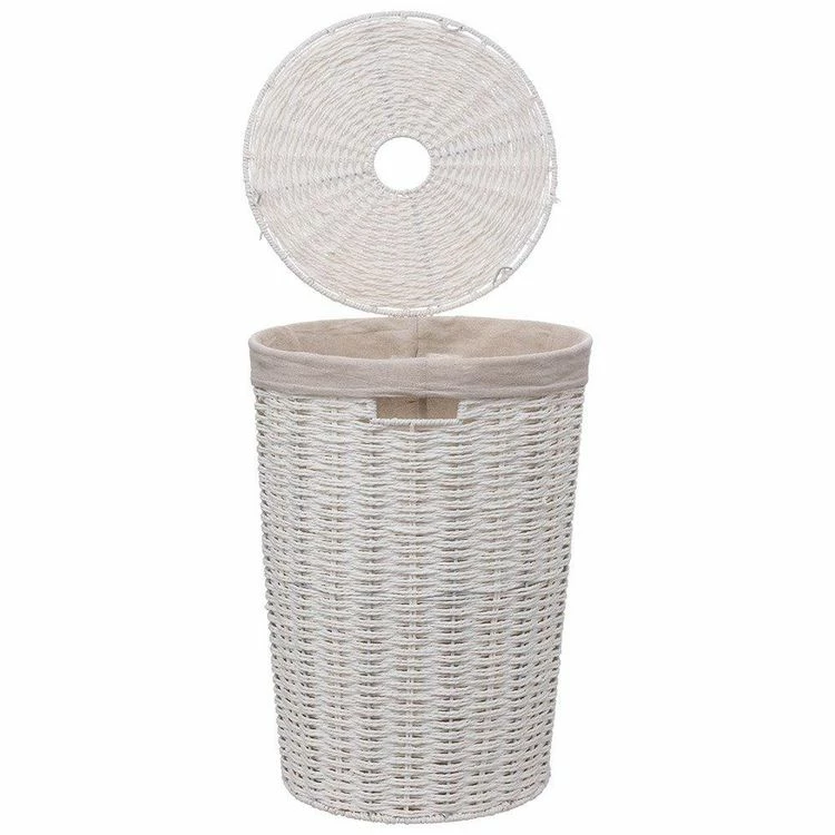 ATMOSPHERA Panier à Linge 40L Rond Costa Blanc 4 ATMOSPHERA Panier à Linge 40L Rond Costa Blanc – Image 4