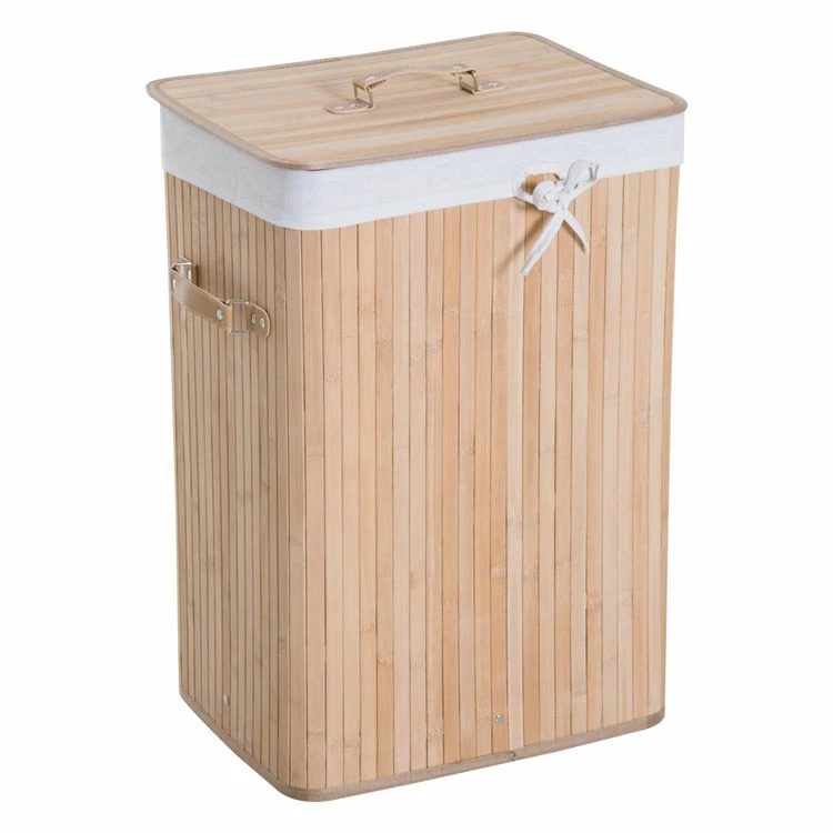 HOMCOM Panier à Linge Corbeille à Linge Bac à Linge Bambou Pliable Couvercle Sac Amovible 3 Poignées PU 40L X 30l X 60H Cm Beige 1 HOMCOM Panier à Linge Corbeille à Linge Bac à Linge Bambou Pliable Couvercle Sac Amovible 3 Poignées PU 40L X 30l X 60H Cm Beige