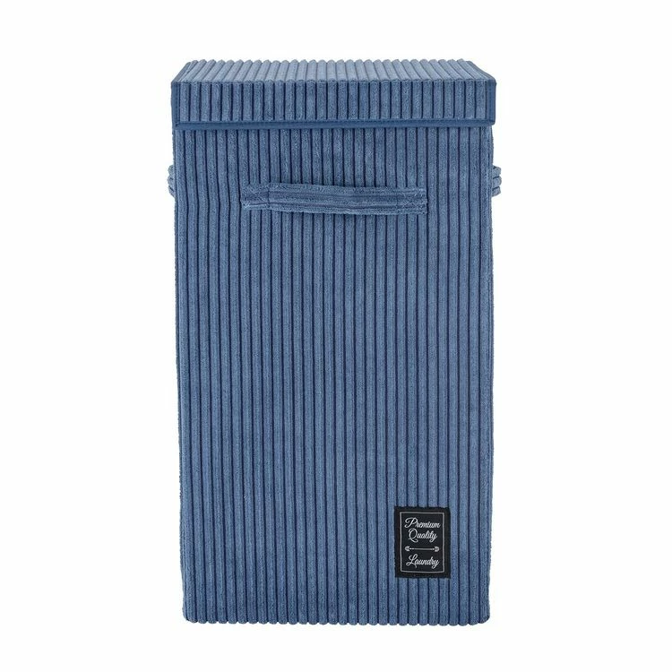 Wenko Panier à Linge Vintage Desing Velours Cora - L. 33 X H. 58 Cm - Bleu 2 Wenko Panier à Linge Vintage Desing Velours Cora - L. 33 X H. 58 Cm - Bleu – Image 2