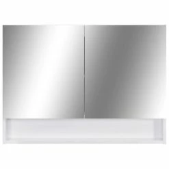 VIDAXL Armoire A Miroir De Salle De Bain LED Blanc 80x15x60 Cm MDF 9 VIDAXL Armoire A Miroir De Salle De Bain LED Blanc 80x15x60 Cm MDF -Paris Prix boutique B2CD 396