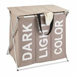 Wenko Panier à Linge Trio Top - 118 L. - 3 Compartiments - Taupe