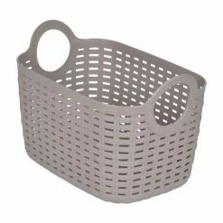 Paris Prix Panier à Linge Arrondi Tressé 6L Taupe