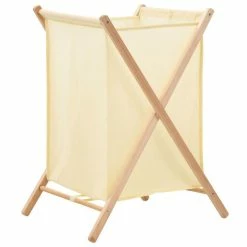 VIDAXL Panier A Linge Bois De Cedre Et Textile Beige 42 X 41 X 64 Cm