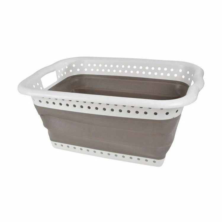 Homea Décoration Panier à Linge Rétractable Taupe 1 Homea Décoration Panier à Linge Rétractable Taupe