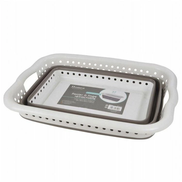 Homea Décoration Panier à Linge Rétractable Taupe 2 Homea Décoration Panier à Linge Rétractable Taupe – Image 2