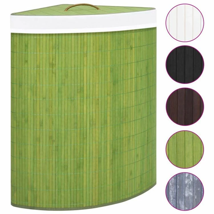 VIDAXL Panier A Linge D'angle Bambou Vert 60 L 2 VIDAXL Panier A Linge D'angle Bambou Vert 60 L – Image 2