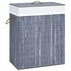 VIDAXL Panier A Linge Bambou Gris 100 L
