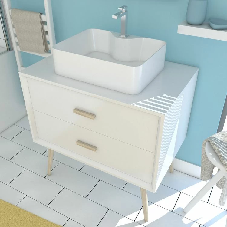 Aurlane MEUBLE SALLE DE BAIN SCANDINAVE BLANC 80 CM SUR PIEDS AVEC TIROIR ET VASQUE A POSER -NORDIK BASIS 80 1 Aurlane MEUBLE SALLE DE BAIN SCANDINAVE BLANC 80 CM SUR PIEDS AVEC TIROIR ET VASQUE A POSER -NORDIK BASIS 80