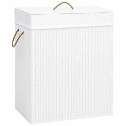 VIDAXL Panier A Linge Bambou Blanc 83 L
