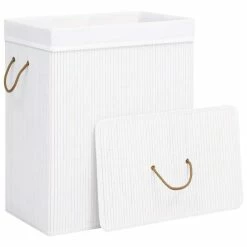 VIDAXL Panier A Linge Bambou Blanc 83 L -Paris Prix boutique B2CD 4029