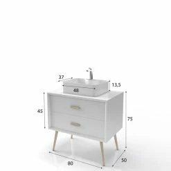 Aurlane MEUBLE SALLE DE BAIN SCANDINAVE BLANC 80 CM SUR PIEDS AVEC TIROIR ET VASQUE A POSER -NORDIK BASIS 80 8 Aurlane MEUBLE SALLE DE BAIN SCANDINAVE BLANC 80 CM SUR PIEDS AVEC TIROIR ET VASQUE A POSER -NORDIK BASIS 80 -Paris Prix boutique B2CD 404
