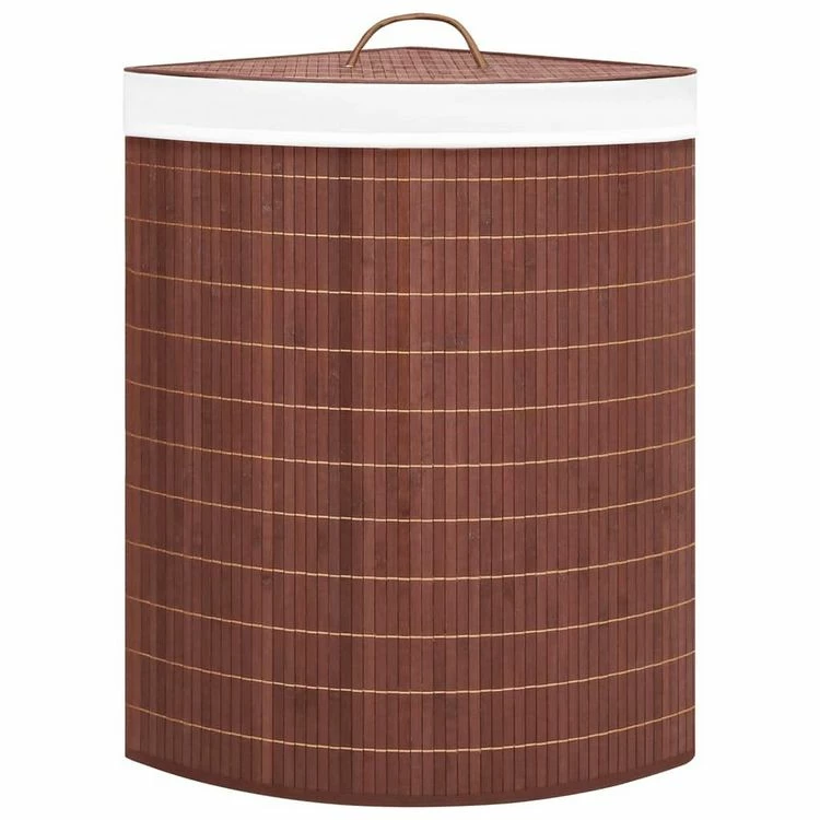 VIDAXL Panier A Linge D'angle Bambou Marron 60 L 3 VIDAXL Panier A Linge D'angle Bambou Marron 60 L – Image 3