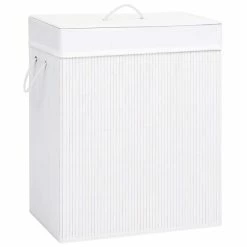 VIDAXL Panier A Linge Bambou Blanc 100 L
