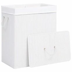 VIDAXL Panier A Linge Bambou Blanc 100 L -Paris Prix boutique B2CD 4048