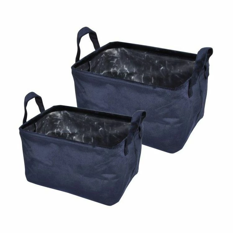 Paris Prix Lot De 2 Panières Rectangles Velvet 32cm Bleu Foncé 1 Paris Prix Lot De 2 Panières Rectangles Velvet 32cm Bleu Foncé