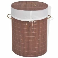 VIDAXL Panier A Linge Ovale Bambou Marron