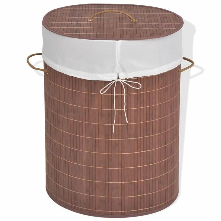 VIDAXL Panier A Linge Ovale Bambou Marron 1 VIDAXL Panier A Linge Ovale Bambou Marron