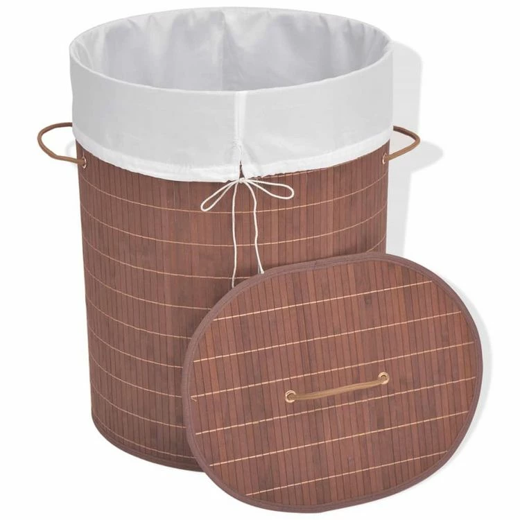 VIDAXL Panier A Linge Ovale Bambou Marron 2 VIDAXL Panier A Linge Ovale Bambou Marron – Image 2