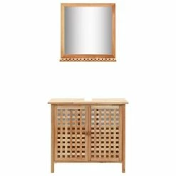VIDAXL Armoire Pour Lavabo Avec Miroir Bois De Noyer Massif