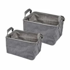 Paris Prix Lot De 2 Panières Rectangles Velvet 32cm Anthracite