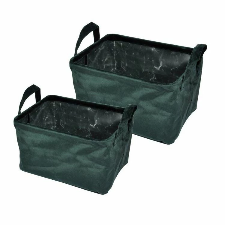 Paris Prix Lot De 2 Panières Rectangles Velvet 32cm Vert Foncé 1 Paris Prix Lot De 2 Panières Rectangles Velvet 32cm Vert Foncé