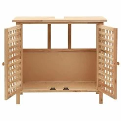 VIDAXL Armoire Pour Lavabo Avec Miroir Bois De Noyer Massif 9 VIDAXL Armoire Pour Lavabo Avec Miroir Bois De Noyer Massif -Paris Prix boutique B2CD 409