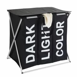 Wenko Panier à Linge Trio Top - 118 L. - 3 Compartiments - Noir