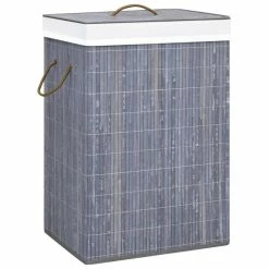 VIDAXL Panier A Linge Bambou Gris 72 L