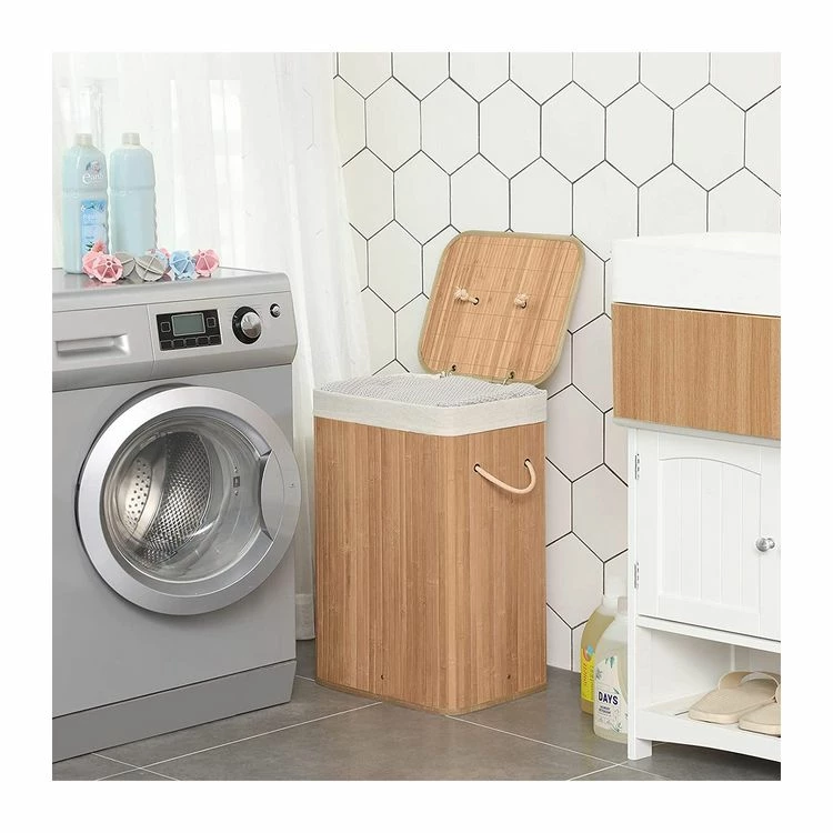 CALICOSY Panier à Linge Pliable En Bambou Avec 3 Poignées, 72L - L40 X H60 Cm 2 CALICOSY Panier à Linge Pliable En Bambou Avec 3 Poignées, 72L - L40 X H60 Cm – Image 2