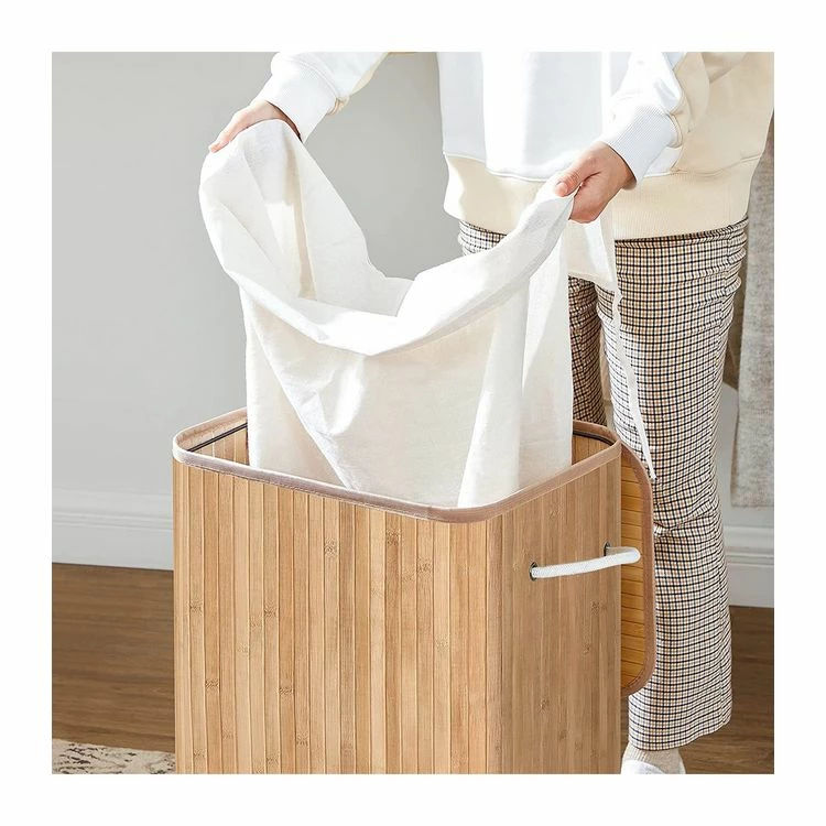 CALICOSY Panier à Linge Pliable En Bambou Avec 3 Poignées, 72L - L40 X H60 Cm 5 CALICOSY Panier à Linge Pliable En Bambou Avec 3 Poignées, 72L - L40 X H60 Cm – Image 5