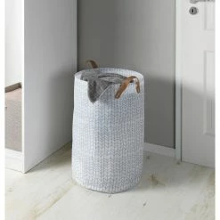 Wenko Panier à Ligne Design Géo - Diam. 40 X H. 60 Cm - Blanc -Paris Prix boutique B2CD 4127