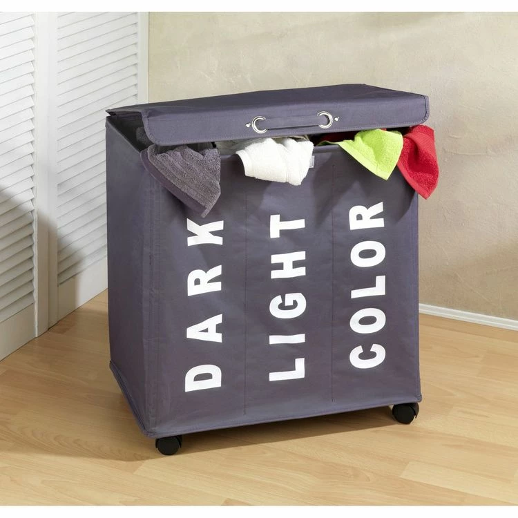 Wenko Panier à Linge 3 Compartiments - L. 56 Cm - Gris 2 Wenko Panier à Linge 3 Compartiments - L. 56 Cm - Gris – Image 2