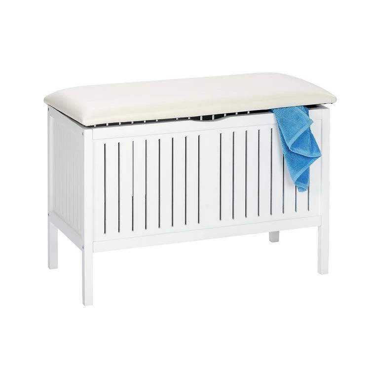 Wenko Tabouret De Salle De Bain En Bois Avec Rangement Olso - L. 78 X H. 52 Cm - Blanc 2 Wenko Tabouret De Salle De Bain En Bois Avec Rangement Olso - L. 78 X H. 52 Cm - Blanc – Image 2