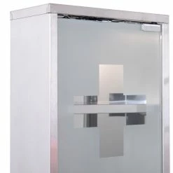 HOMCOM Armoire à Pharmacie 2 étagères 3 Niveaux Verrouillable Porte Verre Trempé Dépoli Logo Croix 25L X 12l X 48H Cm Acier Inox -Paris Prix boutique B2CD 421