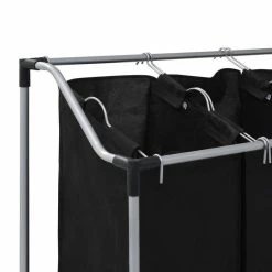 VIDAXL Trieuse A Linge Avec 3 Sacs Noir Acier 9 VIDAXL Trieuse A Linge Avec 3 Sacs Noir Acier -Paris Prix boutique B2CD 4222