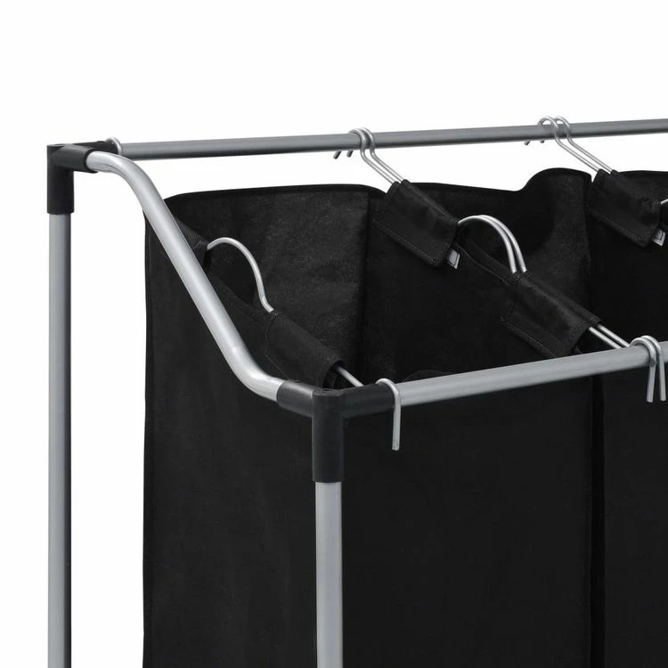 VIDAXL Trieuse A Linge Avec 3 Sacs Noir Acier 4 VIDAXL Trieuse A Linge Avec 3 Sacs Noir Acier – Image 4