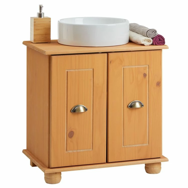 IDIMEX Meuble Sous Lavabo COLMAR Meuble De Rangement Salle De Bain, Meuble Sous Vasque Avec 2 Portes, En Pin Massif à La Finition Teintée E 1 IDIMEX Meuble Sous Lavabo COLMAR Meuble De Rangement Salle De Bain, Meuble Sous Vasque Avec 2 Portes, En Pin Massif à La Finition Teintée E
