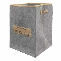 Paris Prix Panier à Linge En Feutrine Sweet Line 45cm Gris
