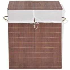 VIDAXL Panier A Linge Rectangulaire Bambou Marron