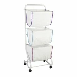 Wenko Panier à Linge Escala - 3 Bacs - L. 44 X H. 126 Cm - Blanc