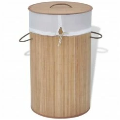 VIDAXL Panier A Linge Rond Bambou Naturel